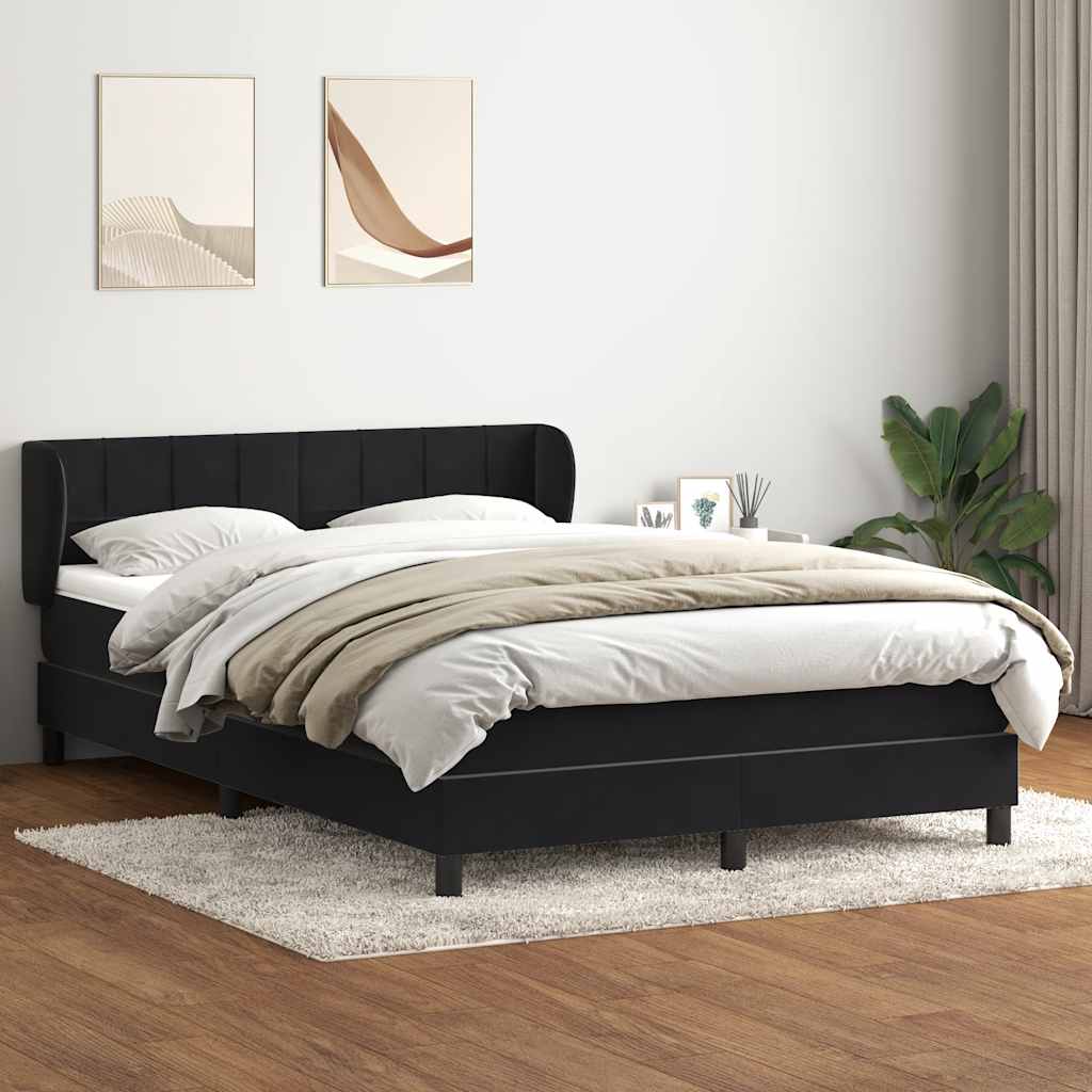 Giroletto a Molle con Materasso Nero 140x210 cm in Velluto