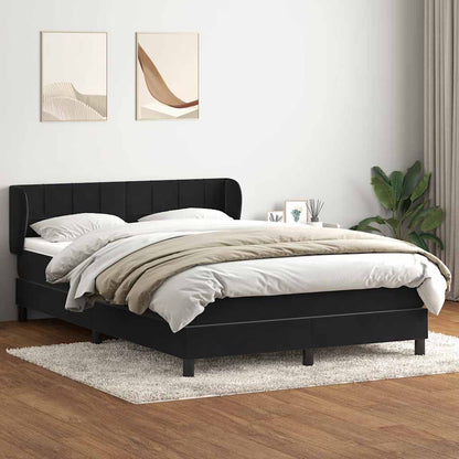 Giroletto a Molle con Materasso Nero 140x210 cm in Velluto