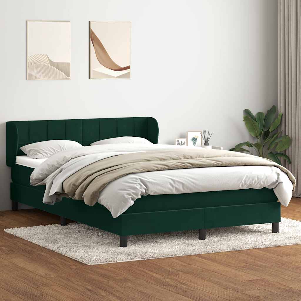 Giroletto a Molle con Materasso Verde Scuro 140x210 cm Velluto