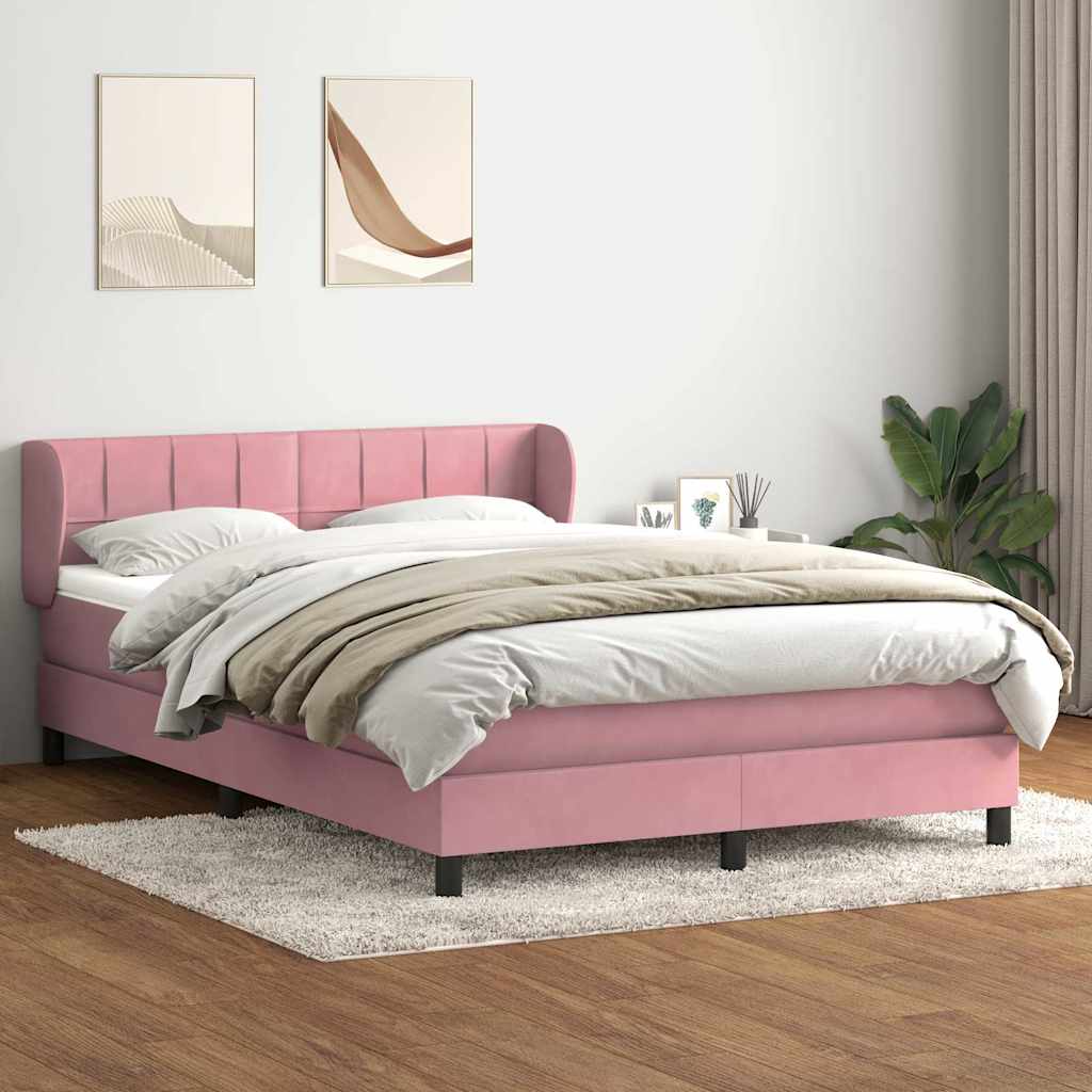 Giroletto a Molle con Materasso Rosa 140x210 cm in Velluto