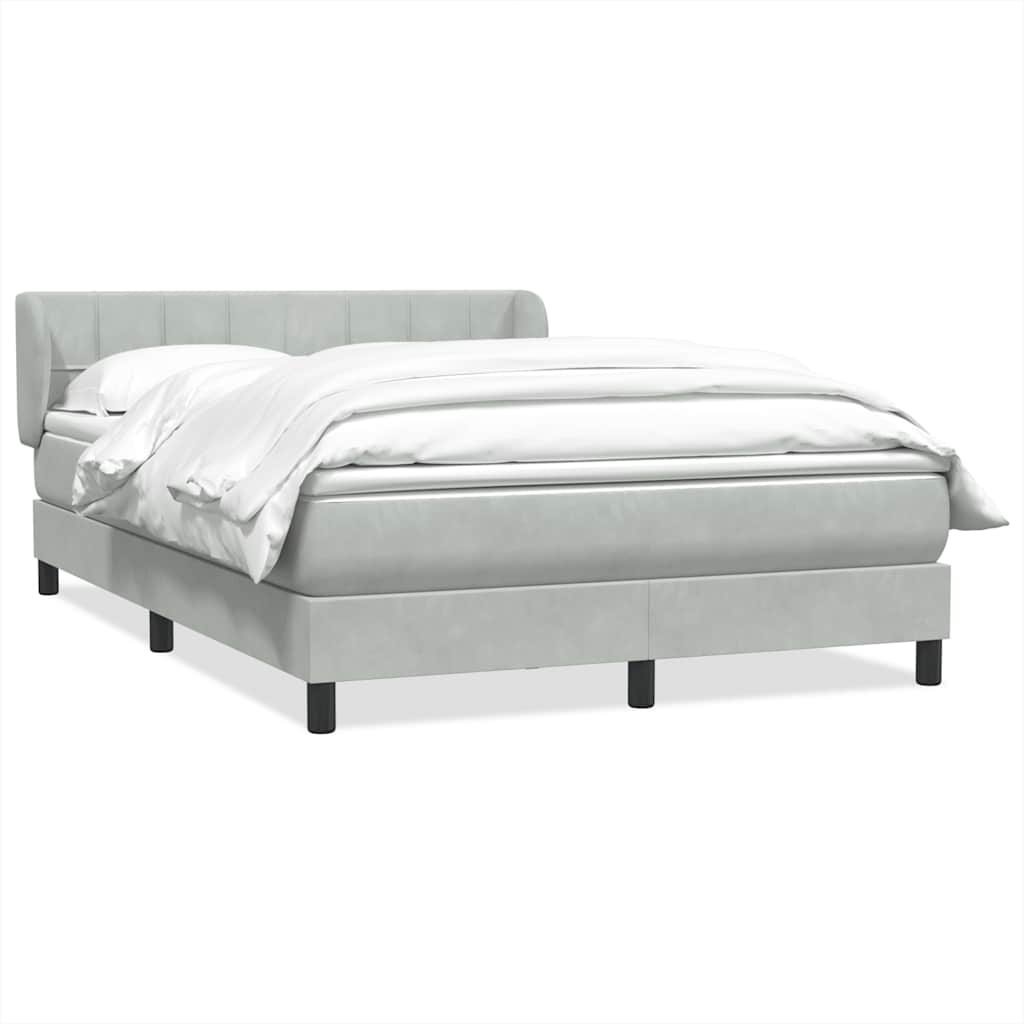 Giroletto a Molle con Materasso Grigio Chiaro 160x210cm Velluto