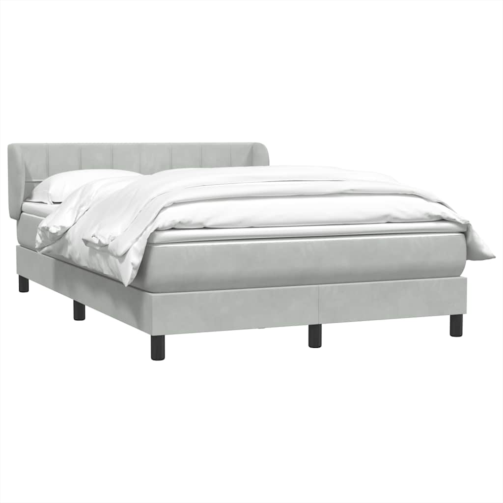 Giroletto a Molle con Materasso Grigio Chiaro 160x210cm Velluto