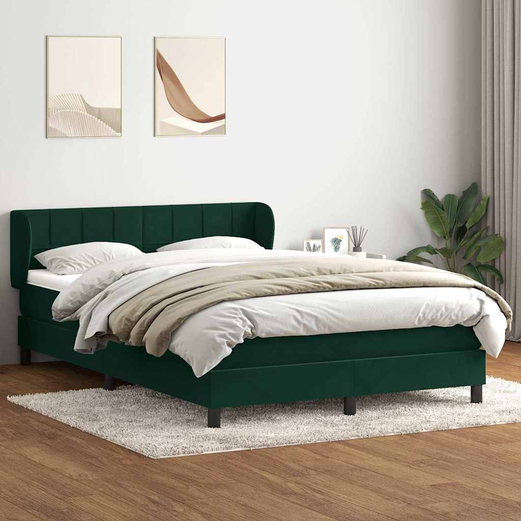 Giroletto a Molle con Materasso Verde Scuro 160x210 cm Velluto