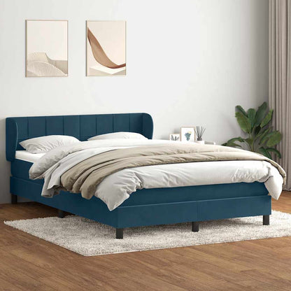 Giroletto a Molle con Materasso Blu Scuro 160x210 cm in Velluto