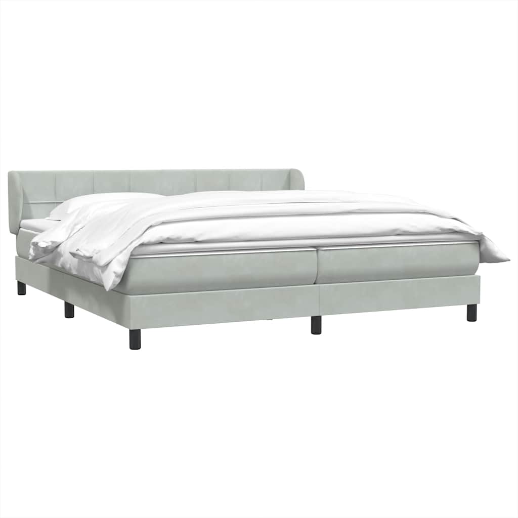 Giroletto a Molle con Materassi Grigio Chiaro 180x210cm Velluto