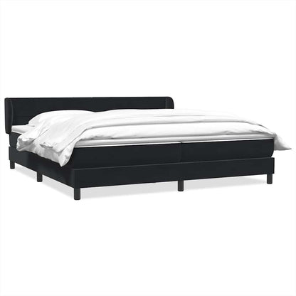 Giroletto a Molle con Materassi Nero 180x210 cm in Velluto