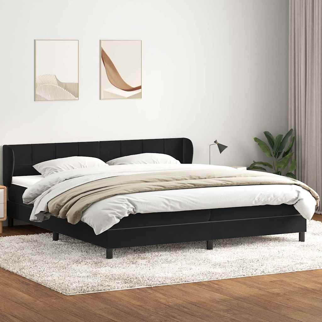 Giroletto a Molle con Materassi Nero 180x210 cm in Velluto