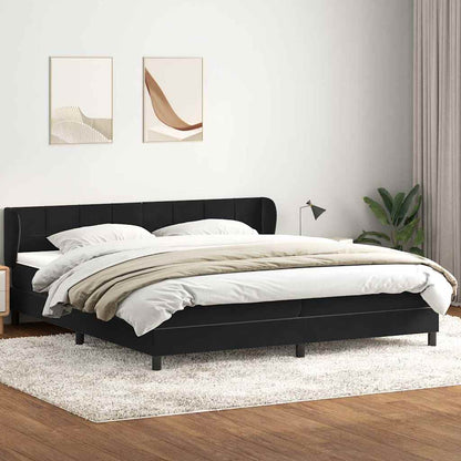 Giroletto a Molle con Materassi Nero 180x210 cm in Velluto