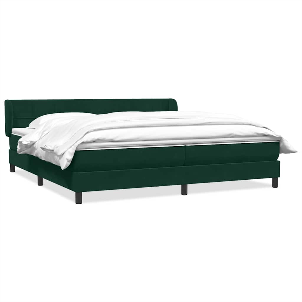 Giroletto a Molle con Materassi Verde Scuro 180x210 cm Velluto