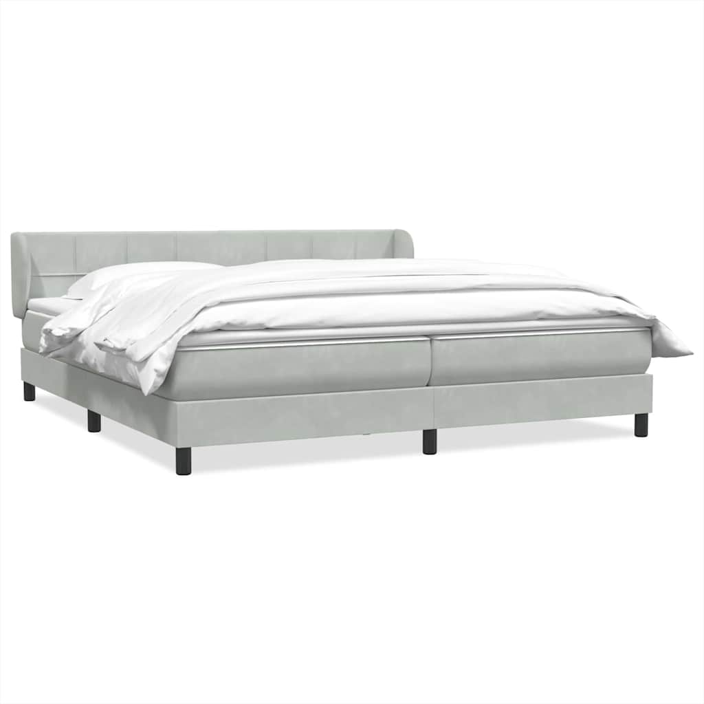 Giroletto a Molle con Materassi Grigio Chiaro 200x210cm Velluto