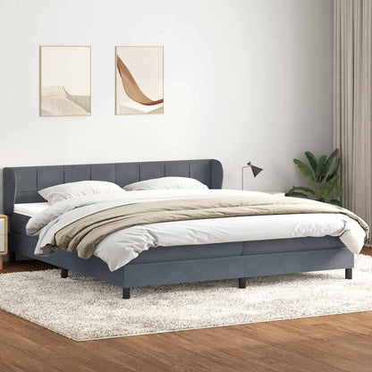 Giroletto a Molle con Materassi Grigio Scuro 200x210 cm Velluto