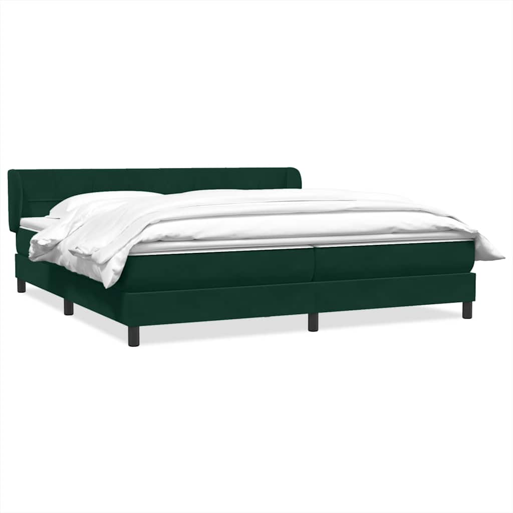 Giroletto a Molle con Materassi Verde Scuro 200x210 cm Velluto