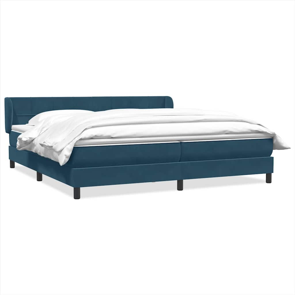 Giroletto a Molle con Materassi Blu Scuro 200x210 cm in Velluto