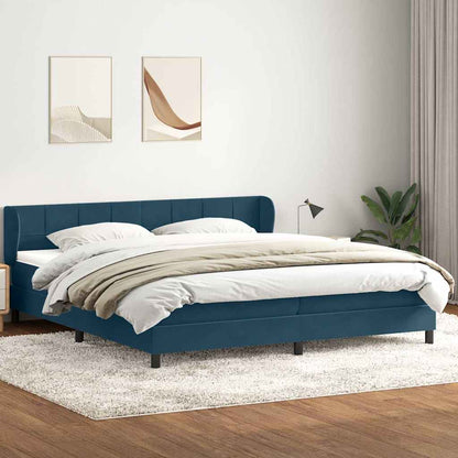 Giroletto a Molle con Materassi Blu Scuro 200x210 cm in Velluto