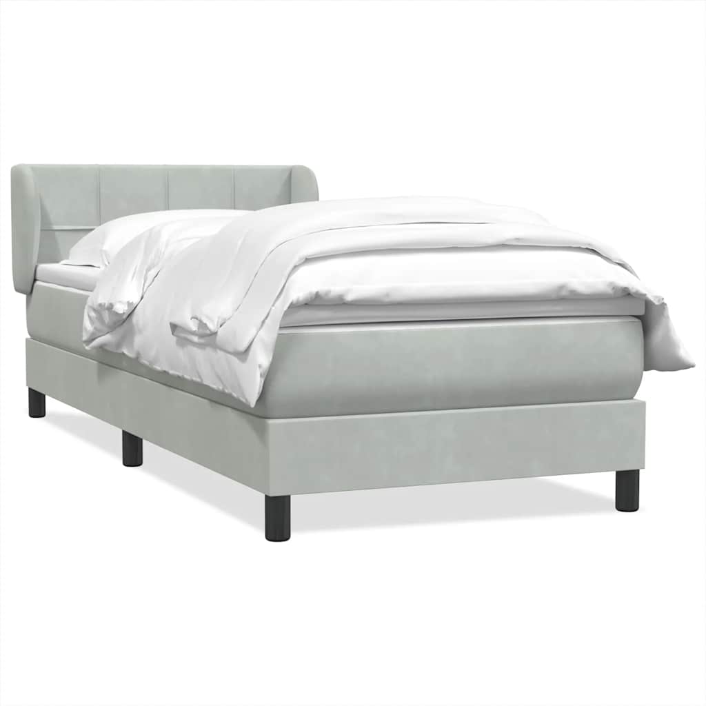 Giroletto a Molle con Materasso Grigio Chiaro 90x220 cm Velluto