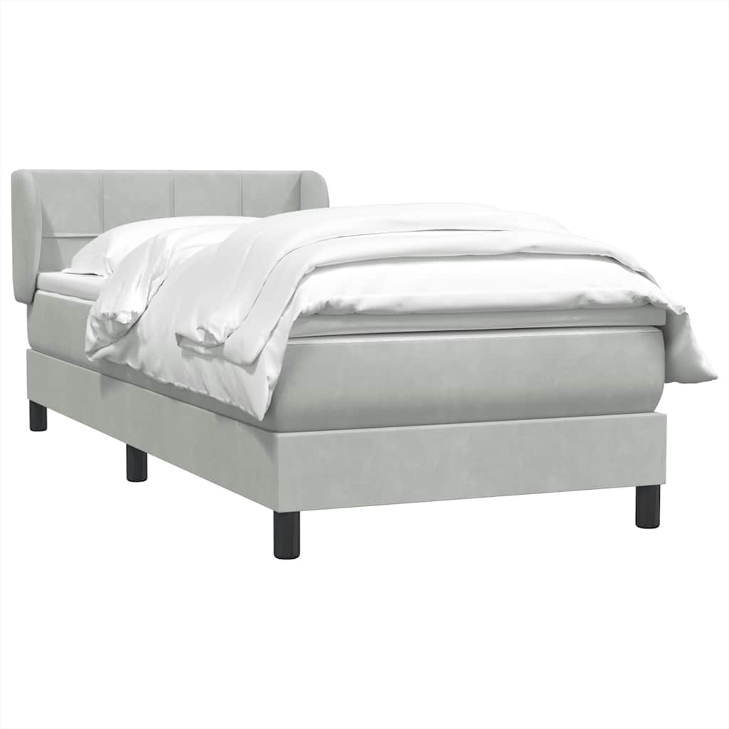 Giroletto a Molle con Materasso Grigio Chiaro 90x220 cm Velluto