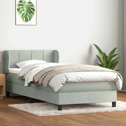 Giroletto a Molle con Materasso Grigio Chiaro 90x220 cm Velluto
