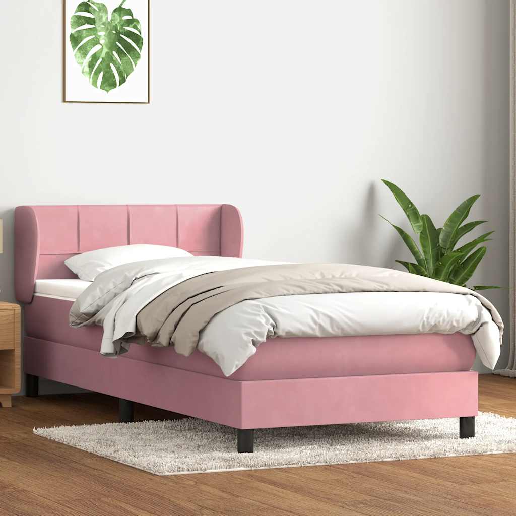 Giroletto a Molle con Materasso Rosa 90x220 cm Velluto