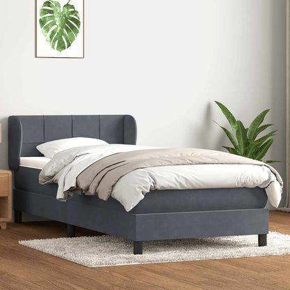 Giroletto a Molle con Materasso Grigio Scuro 100x220 cm Velluto