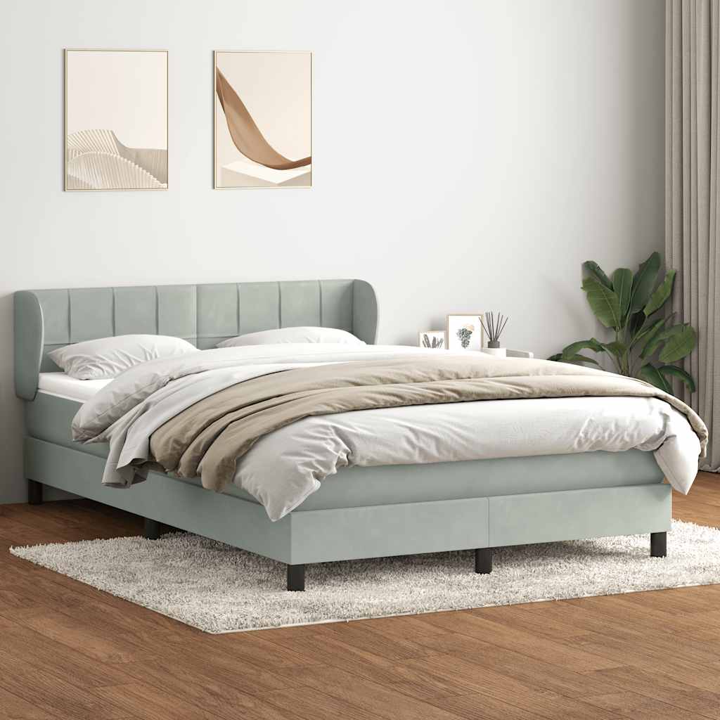 Giroletto a Molle con Materasso Grigio Chiaro 140x220cm Velluto