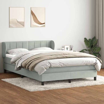 Giroletto a Molle con Materasso Grigio Chiaro 140x220cm Velluto