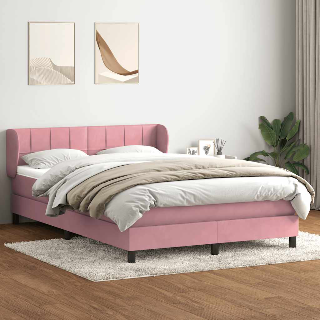 Giroletto a Molle con Materasso Rosa 140x220 cm in Velluto