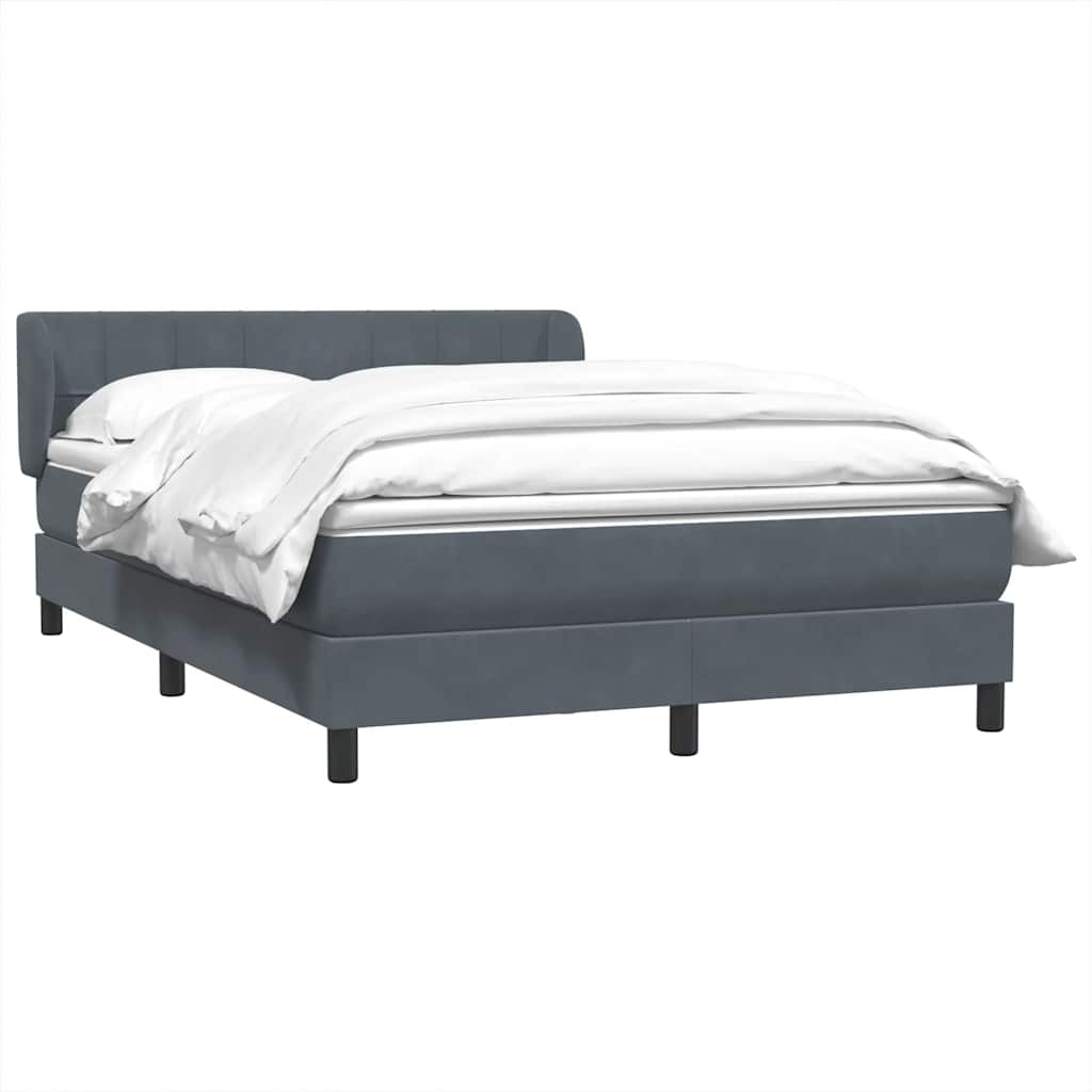 Giroletto a Molle con Materasso Grigio Scuro 160x220 cm Velluto