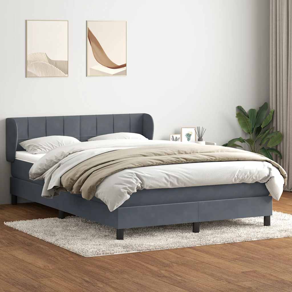Giroletto a Molle con Materasso Grigio Scuro 160x220 cm Velluto