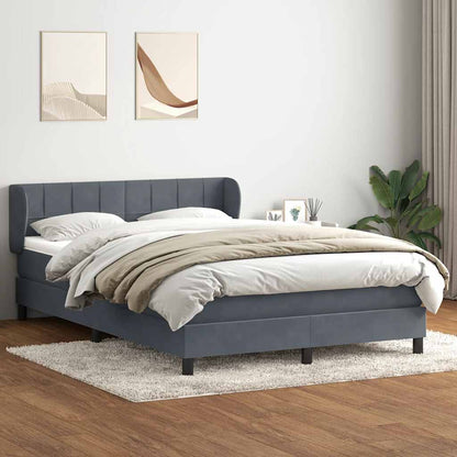 Giroletto a Molle con Materasso Grigio Scuro 160x220 cm Velluto