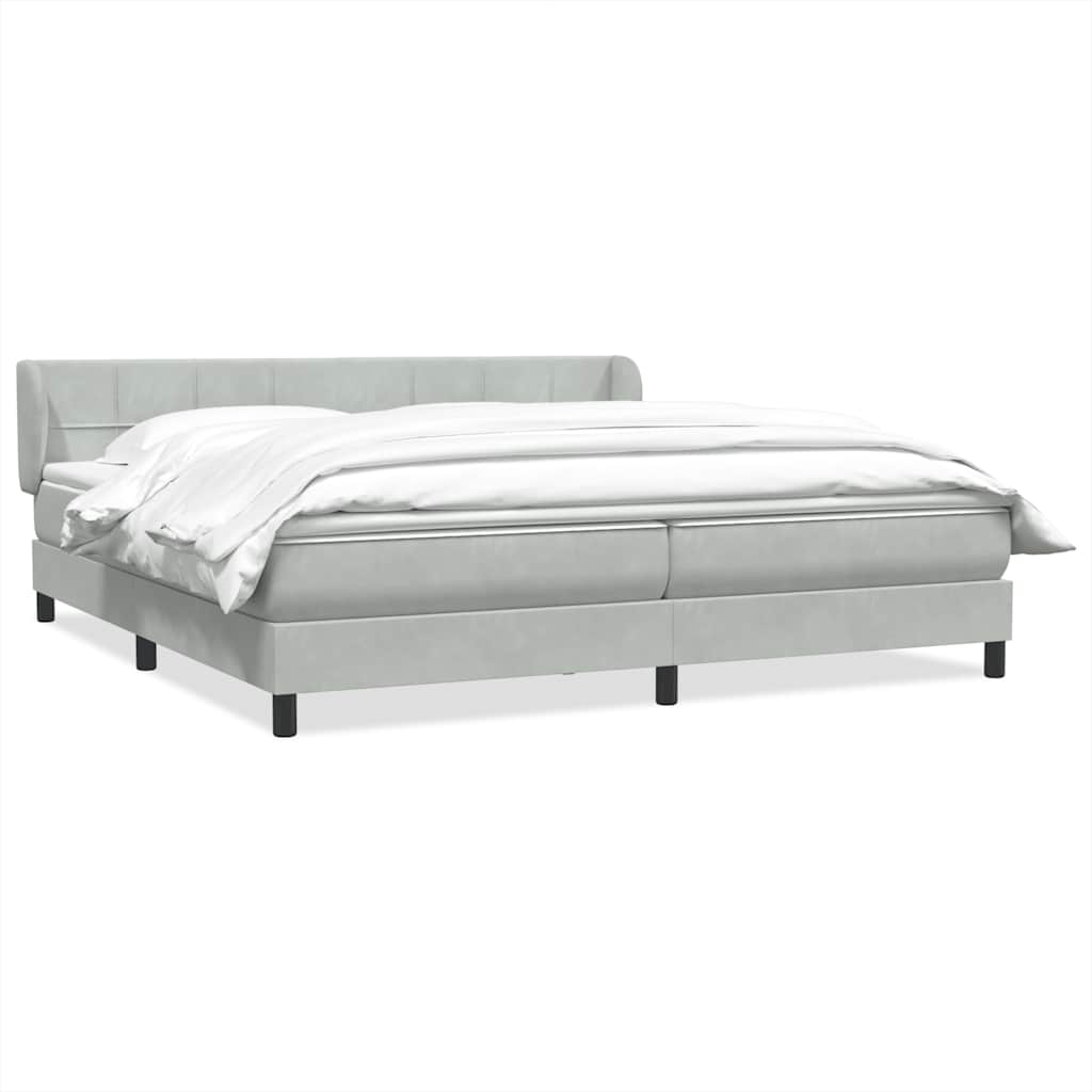 Giroletto a Molle con Materassi Grigio Chiaro 180x220cm Velluto
