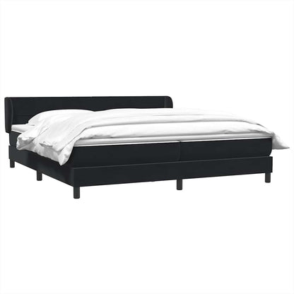 Giroletto a Molle con Materassi Nero 180x220 cm in Velluto