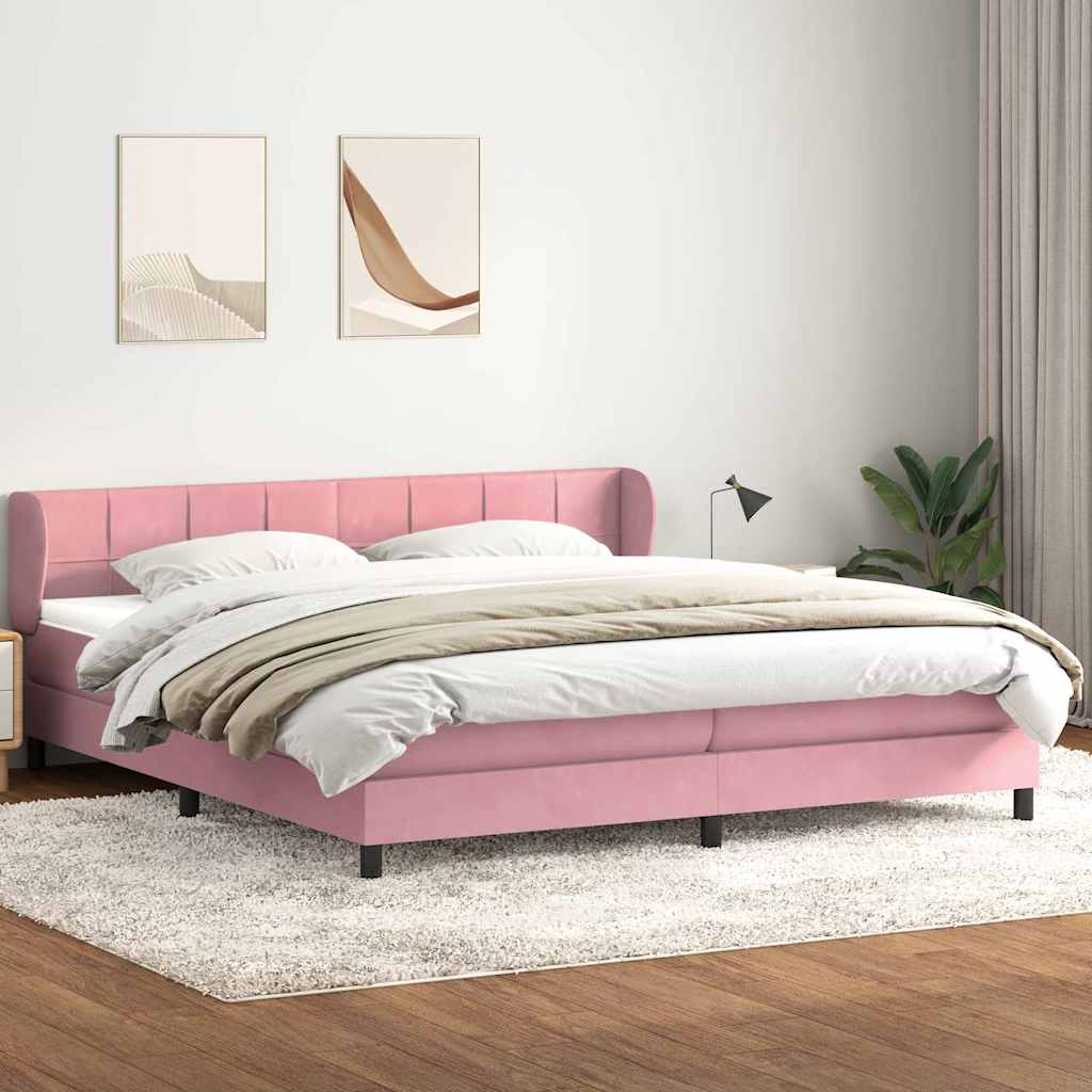 Giroletto a Molle con Materassi Rosa 180x220 cm in Velluto