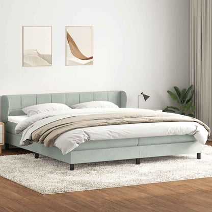 Giroletto a Molle con Materassi Grigio Chiaro 200x220cm Velluto