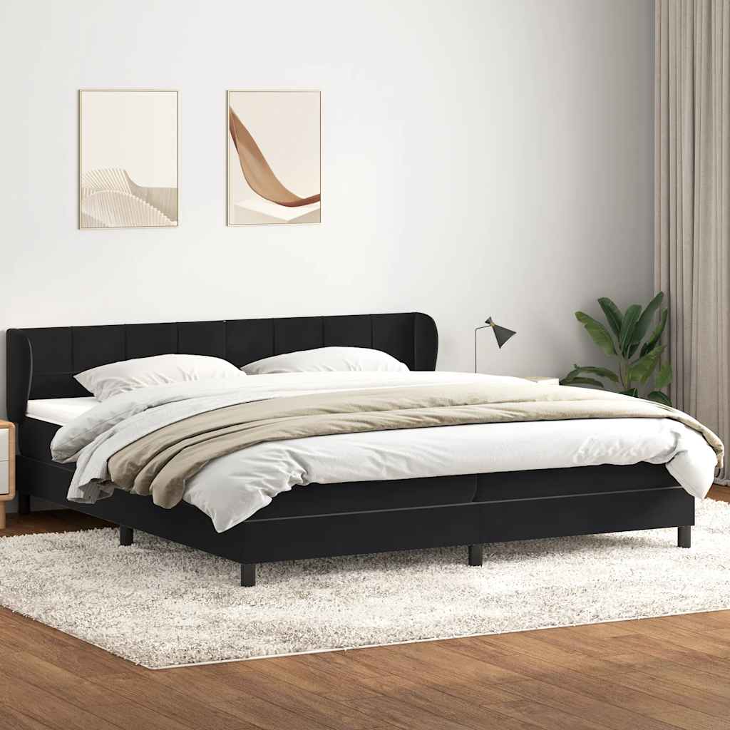 Giroletto a Molle con Materassi Nero 200x220 cm in Velluto