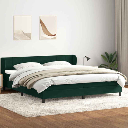 Giroletto a Molle con Materassi Verde Scuro 200x220 cm Velluto