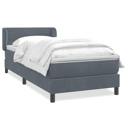 Giroletto a Molle con Materasso Grigio Scuro 80x210 cm Velluto