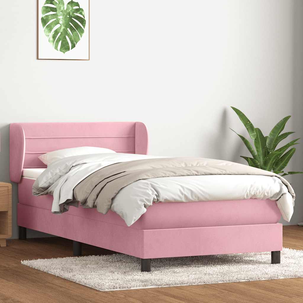 Giroletto a Molle con Materasso Rosa 80x210 cm Velluto