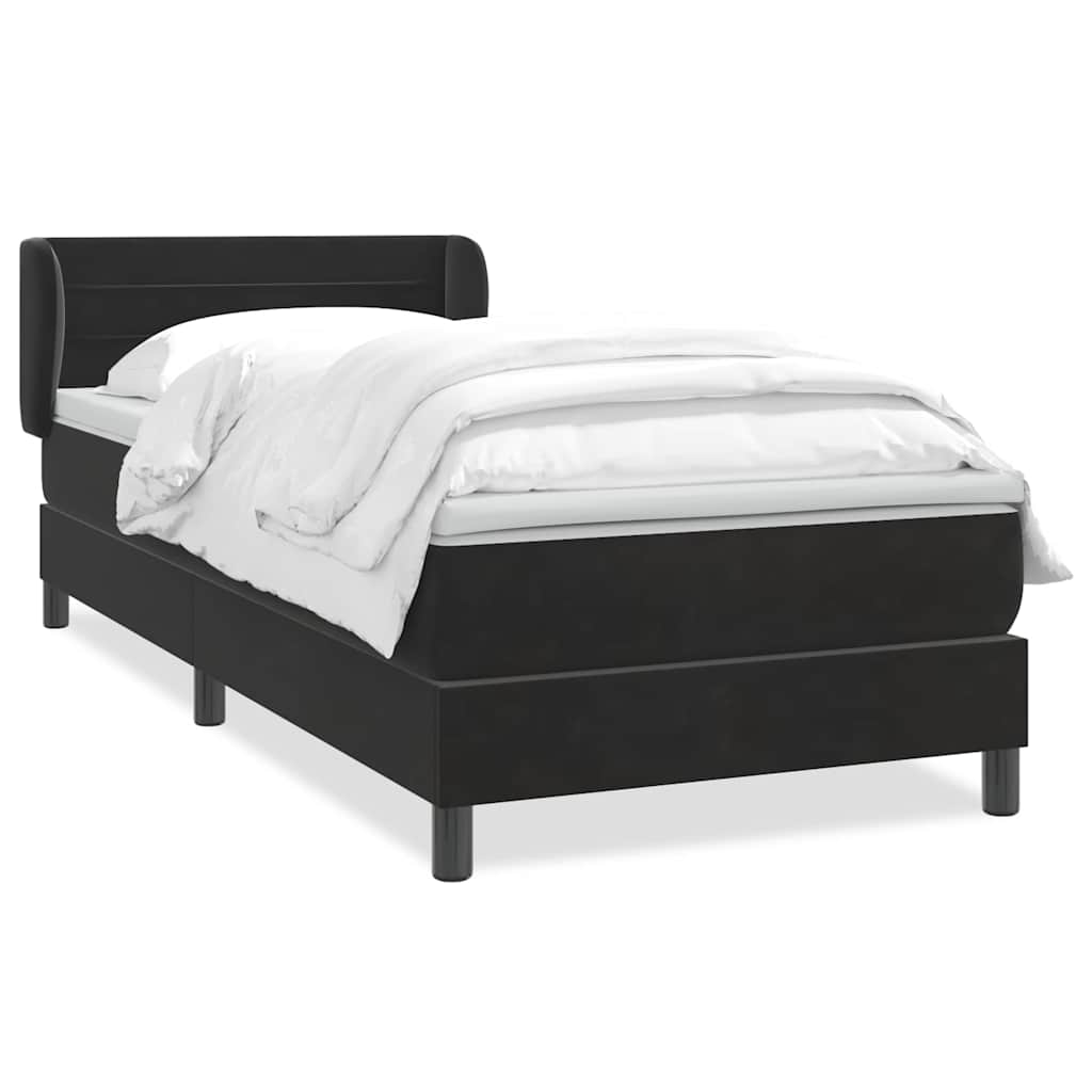 Giroletto a Molle con Materasso Nero 90x210 cm in Velluto