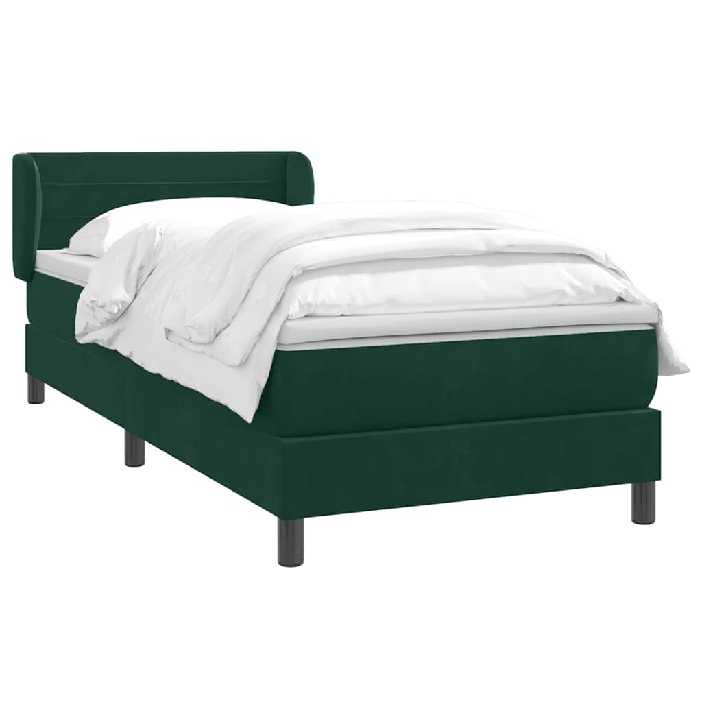 Giroletto a Molle con Materasso Verde Scuro 90x210 cm Velluto