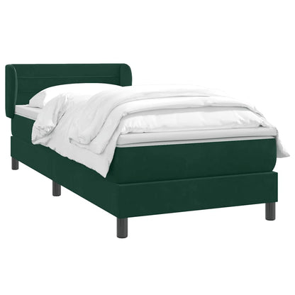 Giroletto a Molle con Materasso Verde Scuro 90x210 cm Velluto
