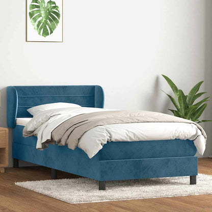 Giroletto a Molle con Materasso Blu Scuro 90x210 cm Velluto
