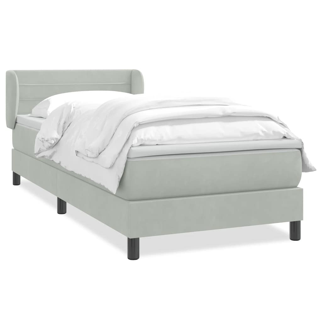 Giroletto a Molle con Materasso Grigio Chiaro 100x210cm Velluto
