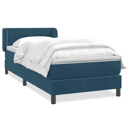 Giroletto a Molle con Materasso Blu Scuro 100x210 cm in Velluto