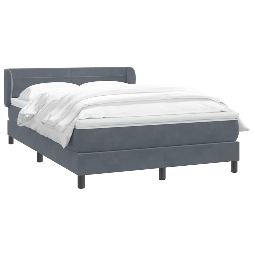 Giroletto a Molle con Materasso Grigio Scuro 140x210 cm Velluto