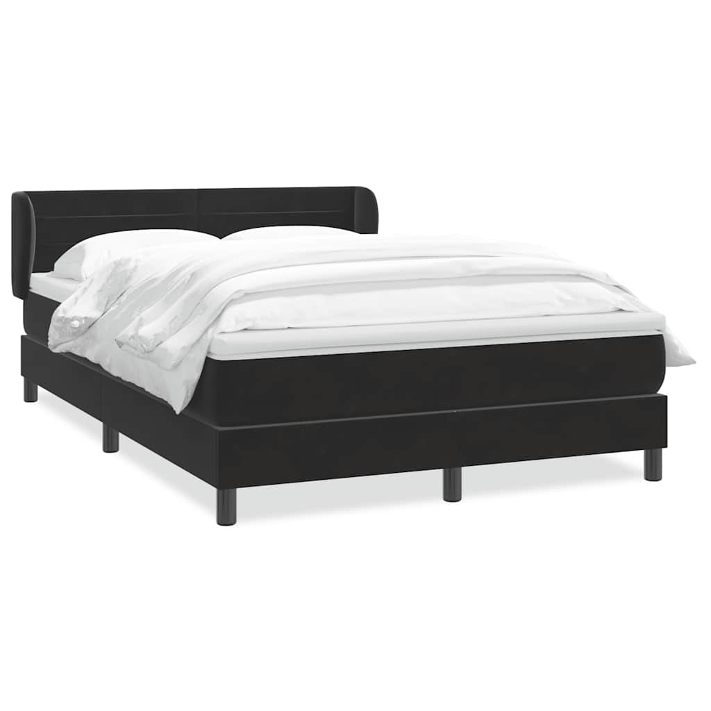 Giroletto a Molle con Materasso Nero 140x210 cm in Velluto