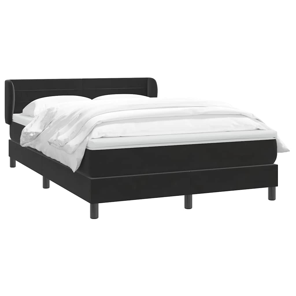 Giroletto a Molle con Materasso Nero 140x210 cm in Velluto