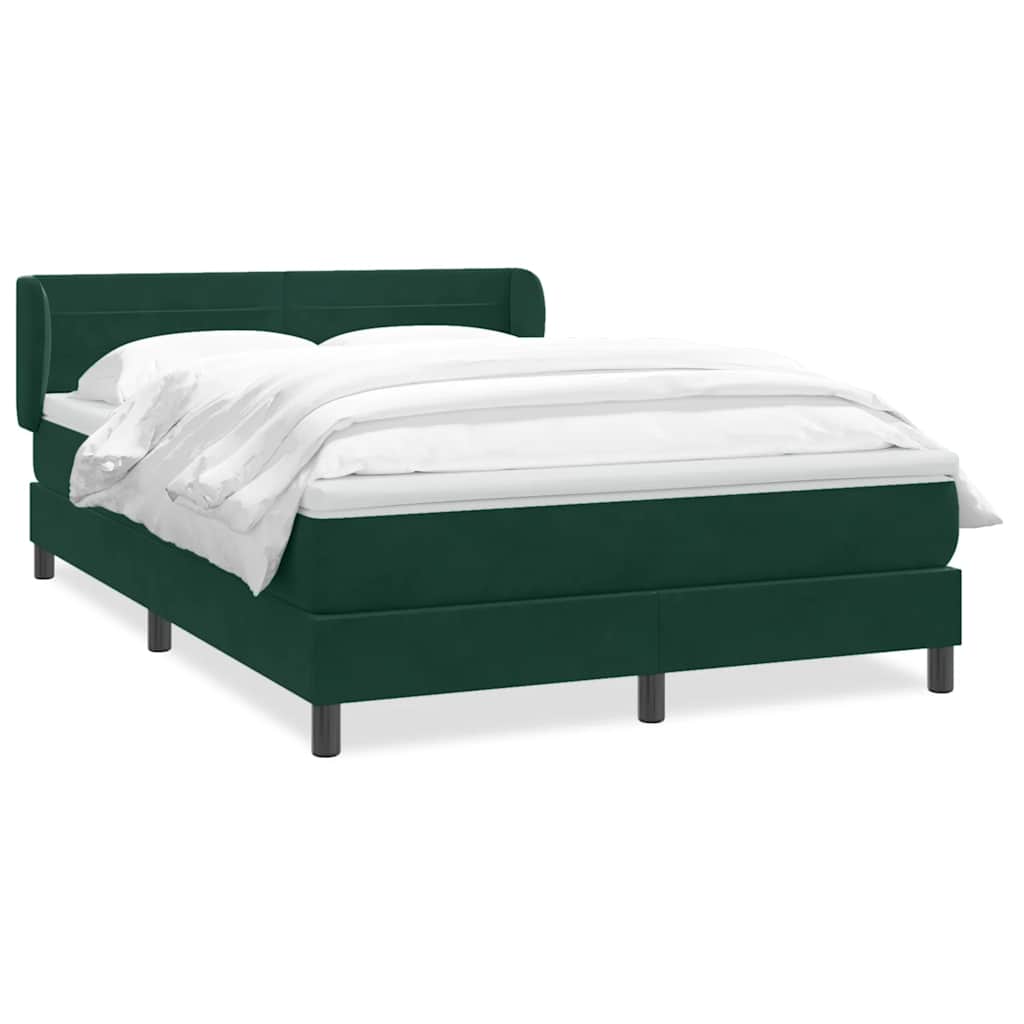 Giroletto a Molle con Materasso Verde Scuro 140x210 cm Velluto