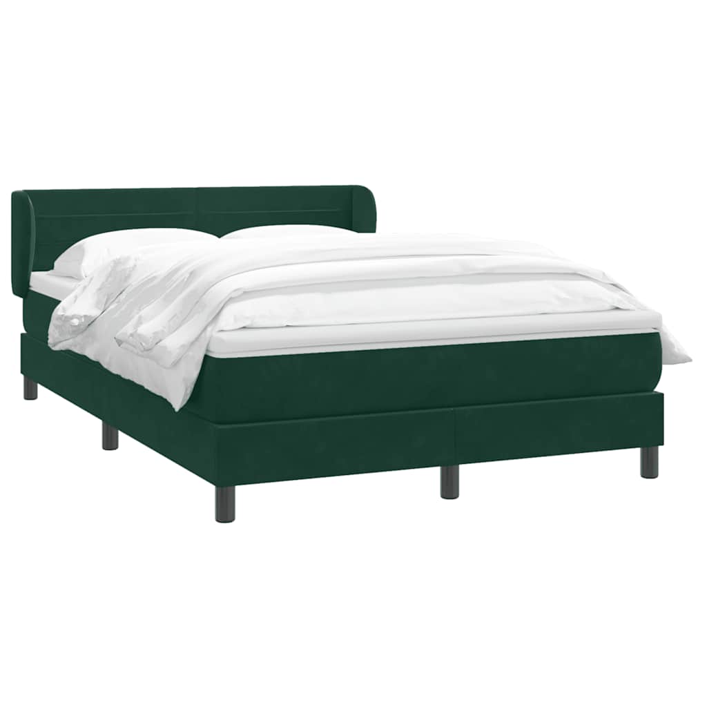 Giroletto a Molle con Materasso Verde Scuro 140x210 cm Velluto
