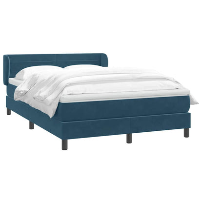Giroletto a Molle con Materasso Blu Scuro 140x210 cm in Velluto