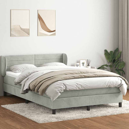 Giroletto a Molle con Materasso Grigio Chiaro 160x210cm Velluto